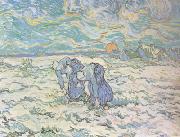 Vincent Van Gogh Two Peasant Women Digging in Field with Snow (nn04) Sweden oil painting reproduction